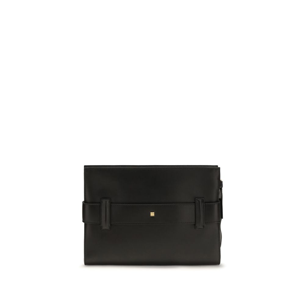 Balmain Black Lambskin Clutch Bag