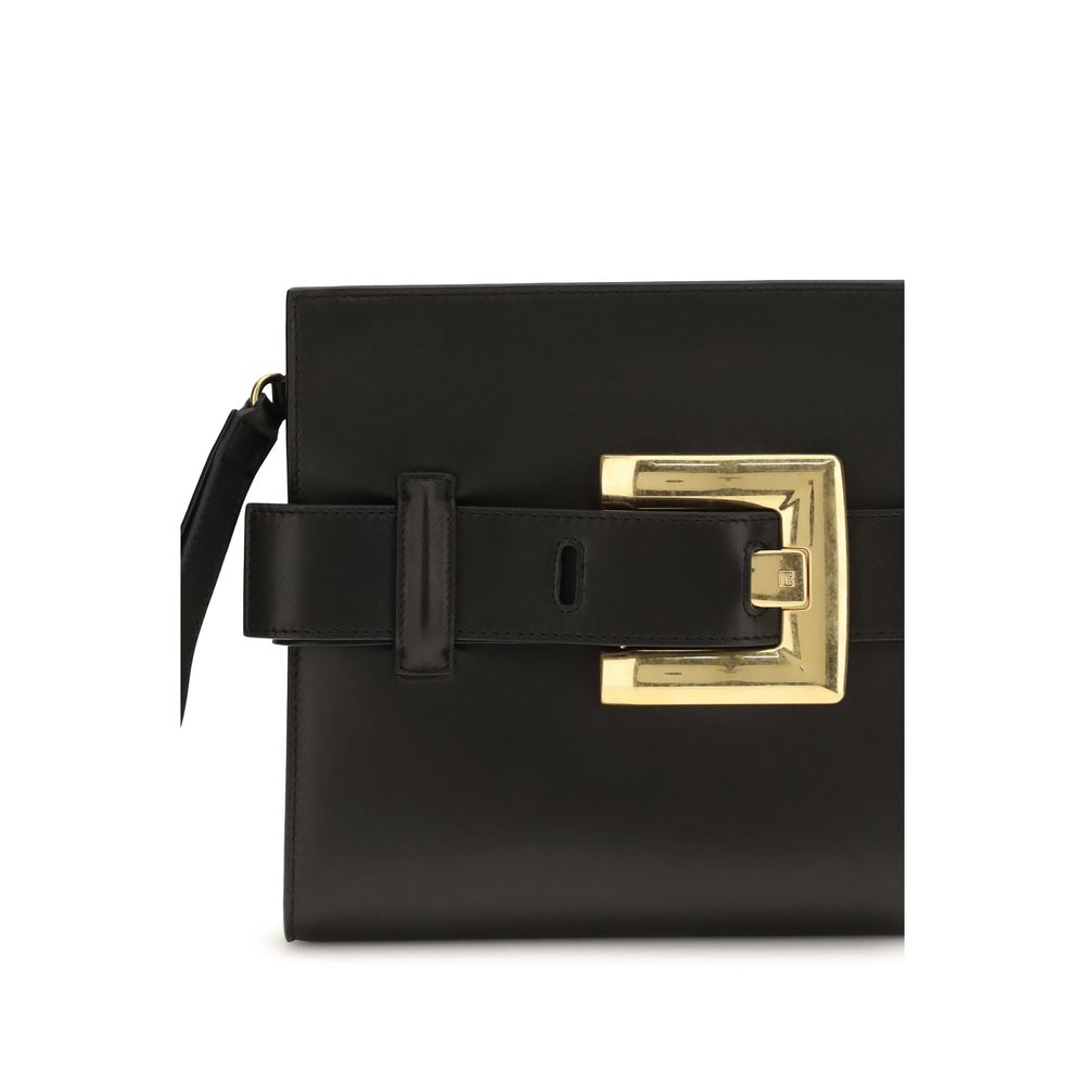 Balmain Black Lambskin Clutch Bag