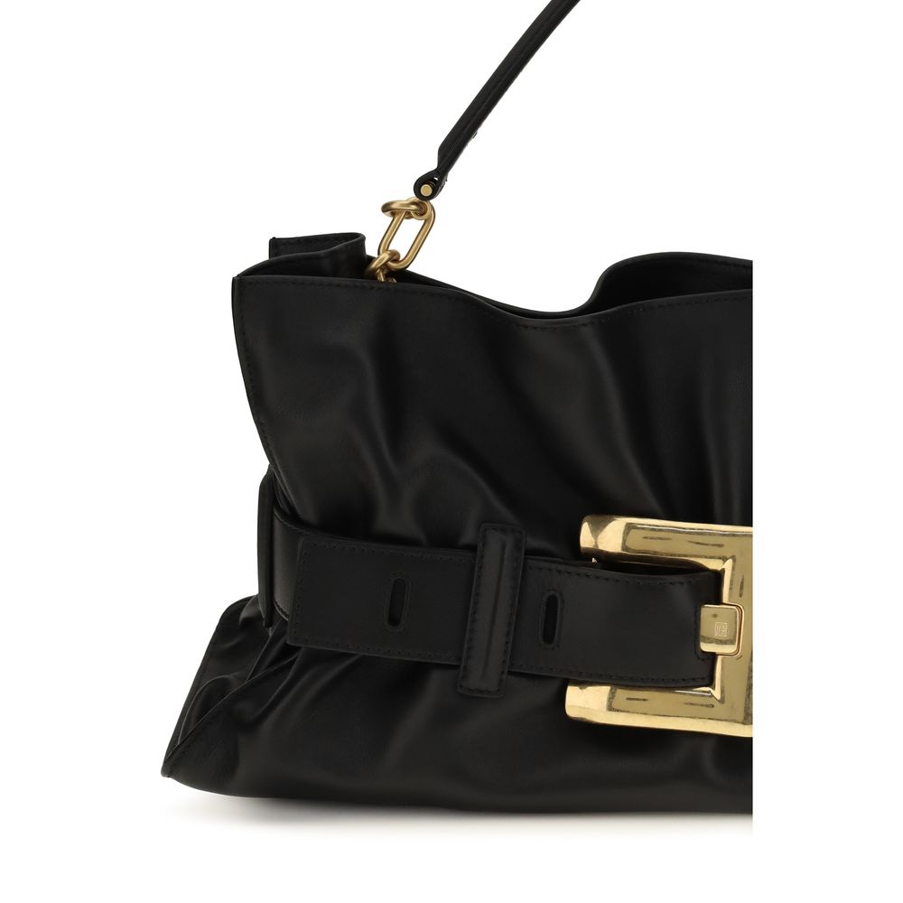 Balmain Black Calf Leather Shoulder Bag