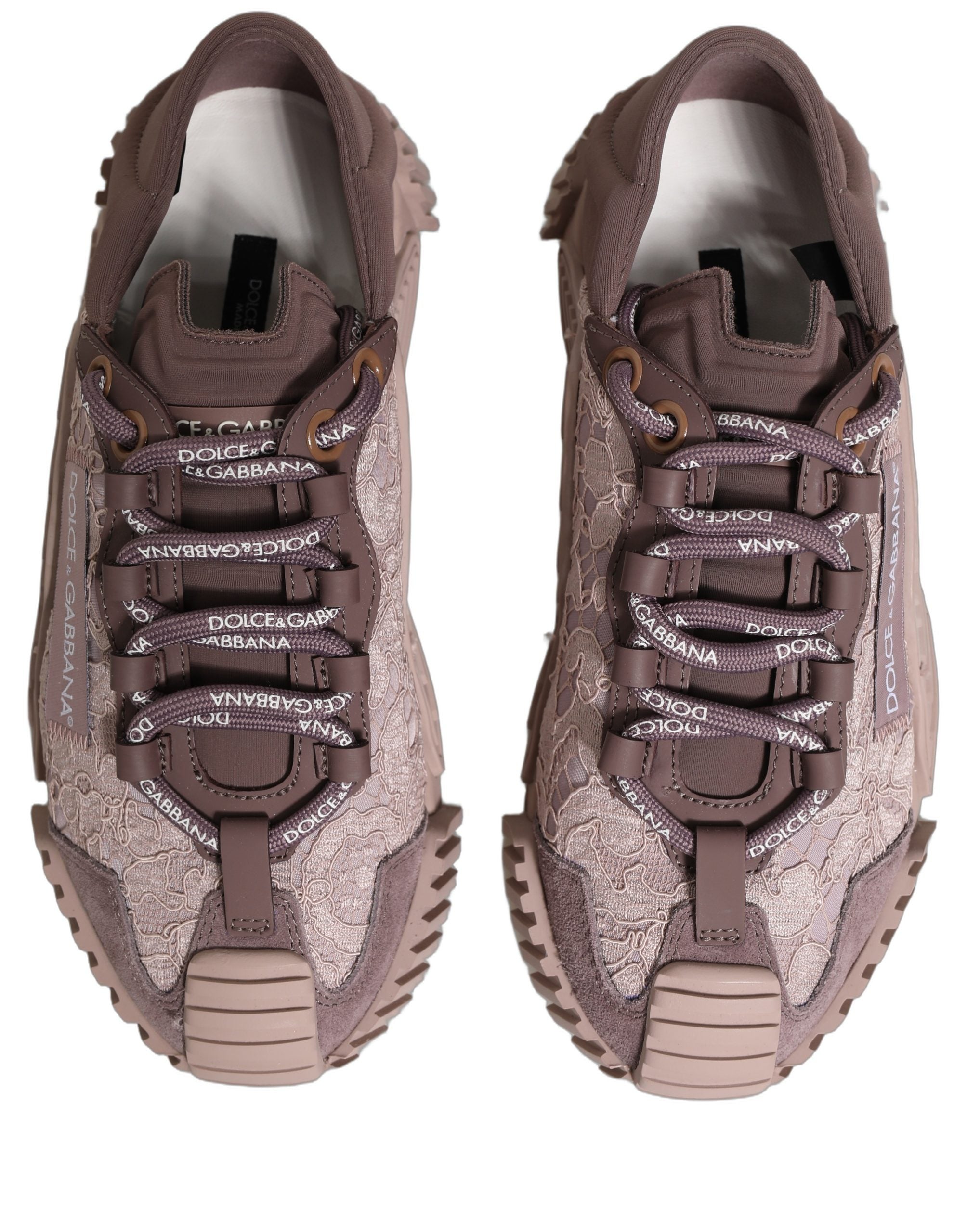 Dolce & Gabbana Pink Mixed-Material NS1 Low Top Sneakers