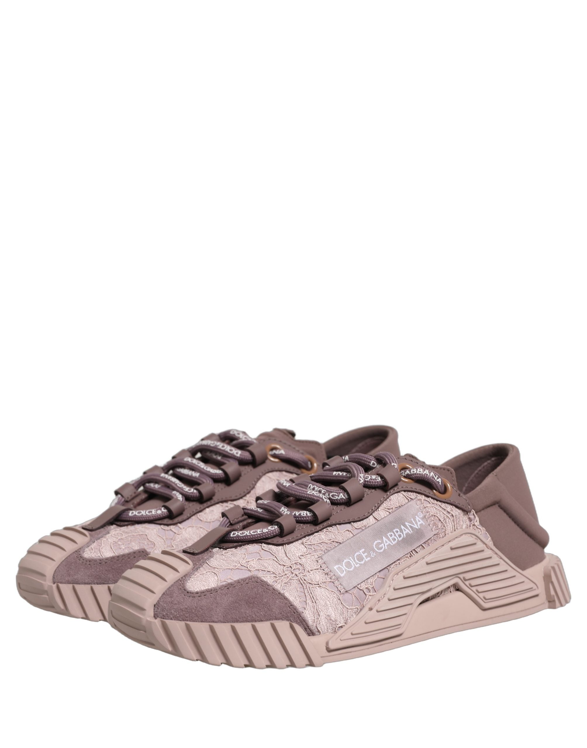 Dolce & Gabbana Pink Mixed-Material NS1 Low Top Sneakers