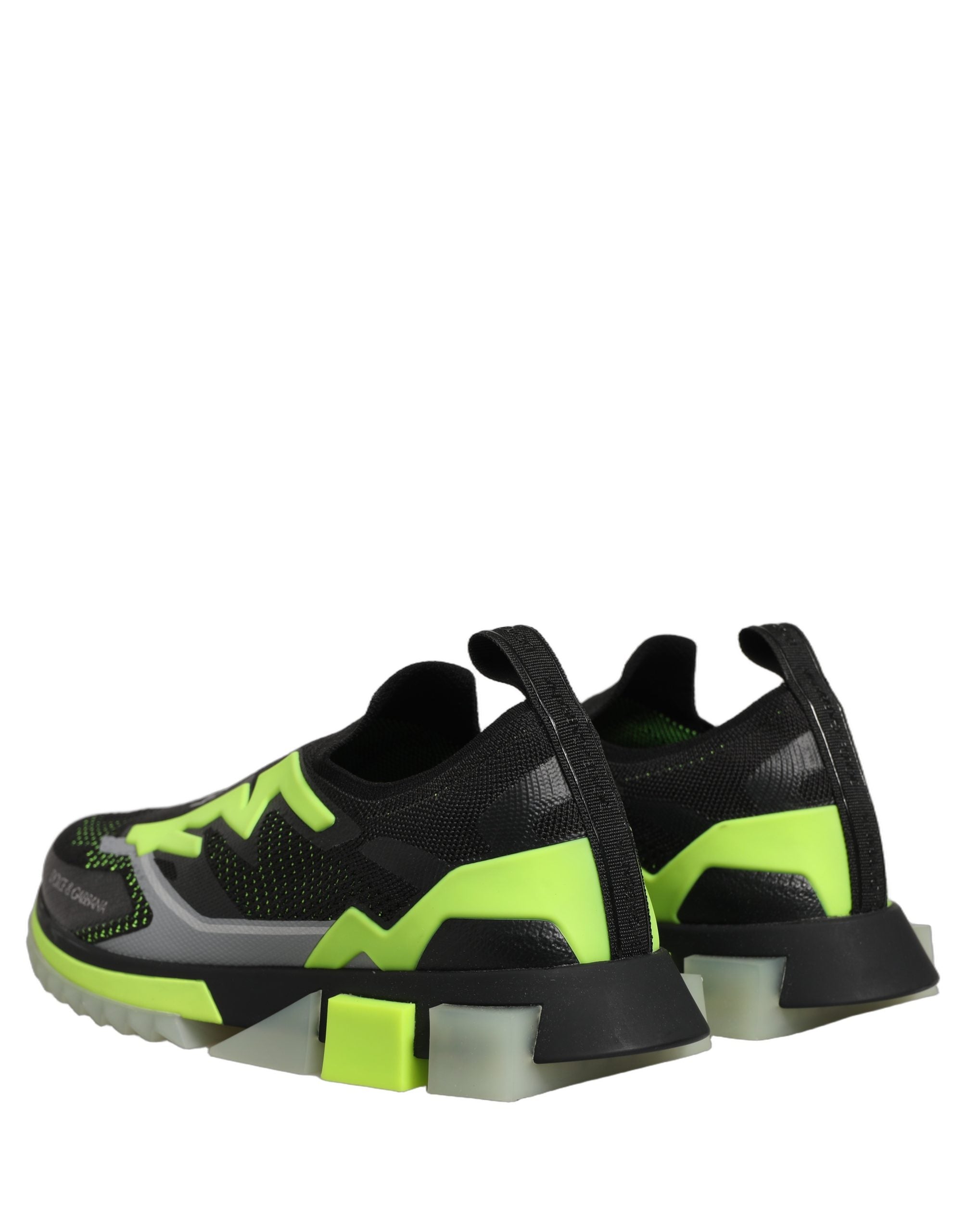 Dolce & Gabbana Black Fluorescent Green Polyester Low Top Sneakers