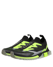 Dolce & Gabbana Black Fluorescent Green Polyester Low Top Sneakers