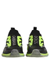 Dolce & Gabbana Black Fluorescent Green Polyester Low Top Sneakers