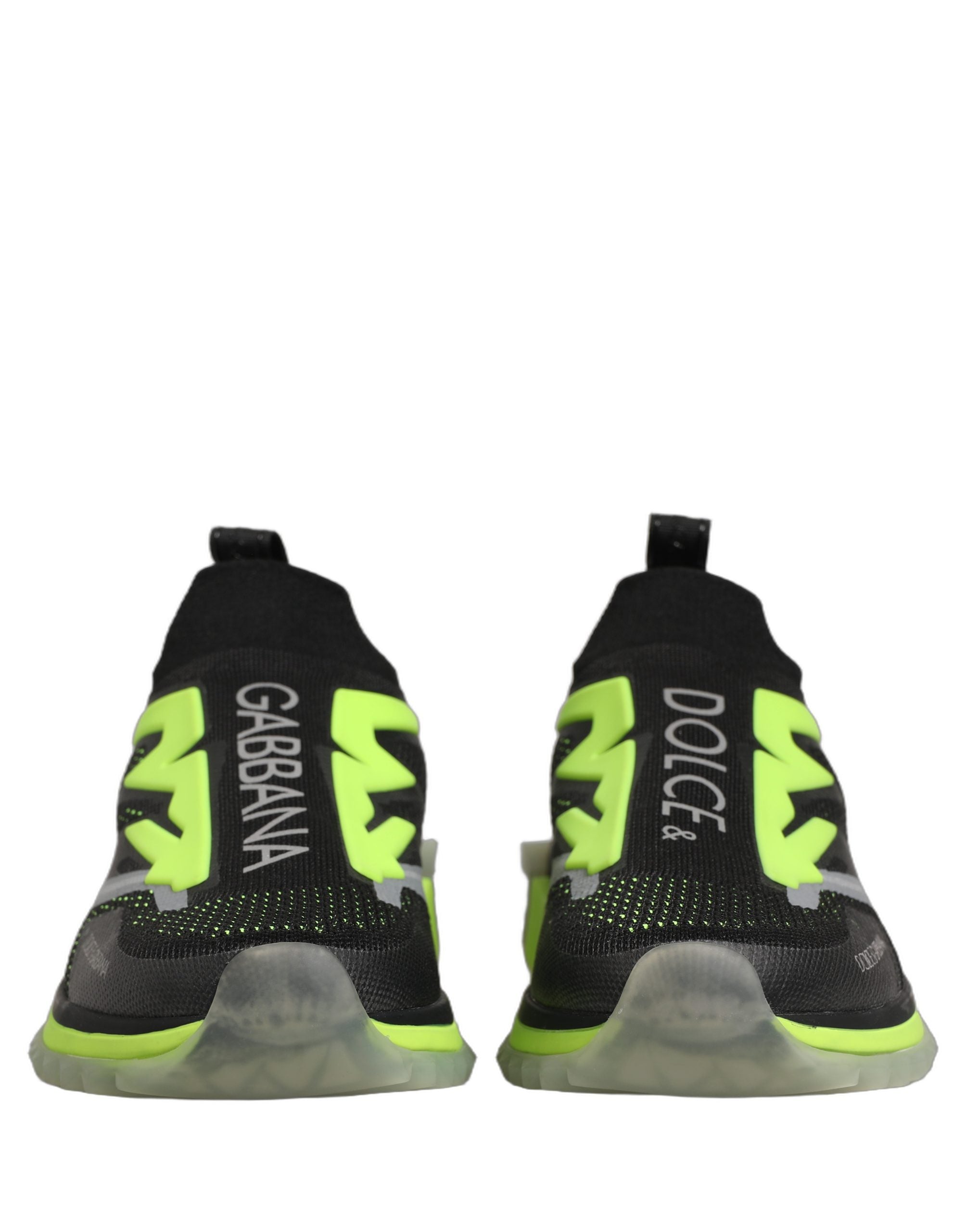 Dolce & Gabbana Black Fluorescent Green Polyester Low Top Sneakers