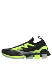 Dolce & Gabbana Black Fluorescent Green Polyester Low Top Sneakers