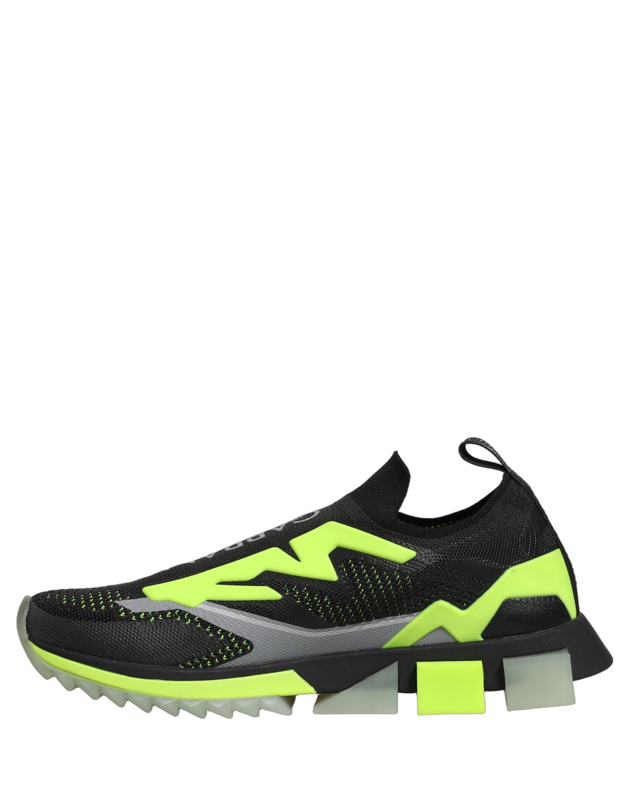 Dolce & Gabbana Black Fluorescent Green Polyester Low Top Sneakers