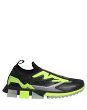 Dolce & Gabbana Black Fluorescent Green Polyester Low Top Sneakers