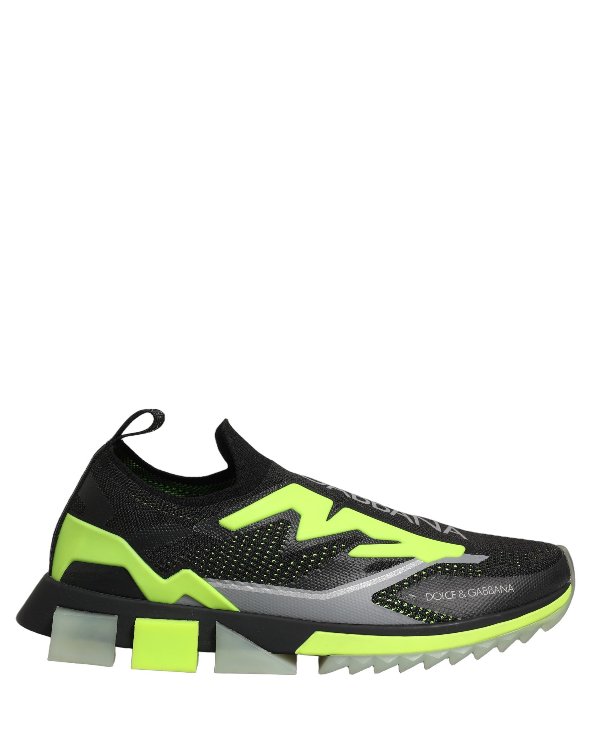 Dolce & Gabbana Black Fluorescent Green Polyester Low Top Sneakers