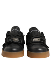 Dolce & Gabbana Black Felt and Leather Low-Top Sneakers