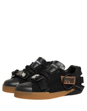 Dolce & Gabbana Black Felt and Leather Low-Top Sneakers