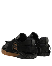 Dolce & Gabbana Black Felt and Leather Low-Top Sneakers