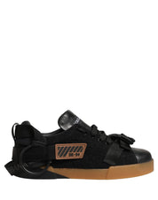 Dolce & Gabbana Black Felt and Leather Low-Top Sneakers
