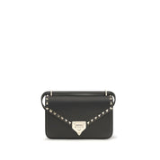 Valentino Garavani Black Calf Leather Shoulder Bag