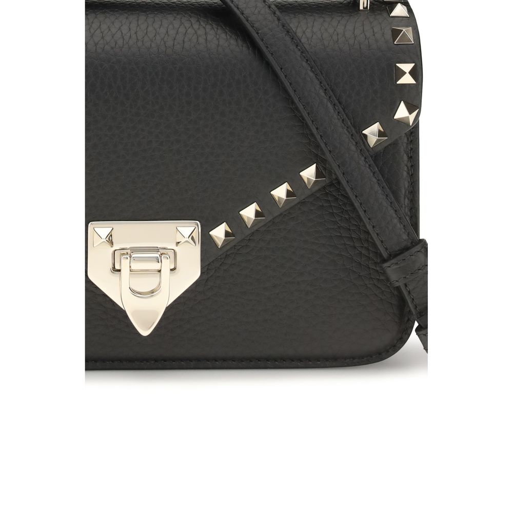 Valentino Garavani Black Calf Leather Shoulder Bag