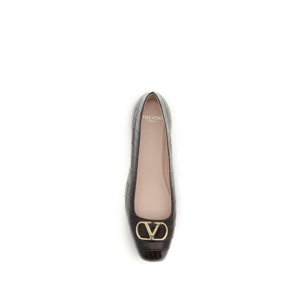 Valentino Garavani Brown Calf Leather Ballet Flats