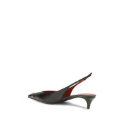 Valentino Garavani Black Calf Leather Kitten-Heel Slingback Pumps