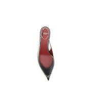 Valentino Garavani Black Calf Leather Kitten-Heel Slingback Pumps