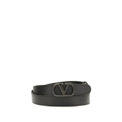 Valentino Garavani Black Calf Leather Regular Belt