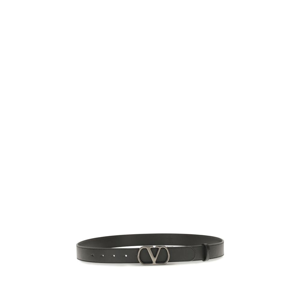 Valentino Garavani Black Calf Leather Regular Belt
