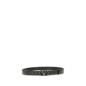 Valentino Garavani Black Calf Leather Regular Belt