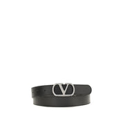 Valentino Garavani Black Calf Leather Regular Belt