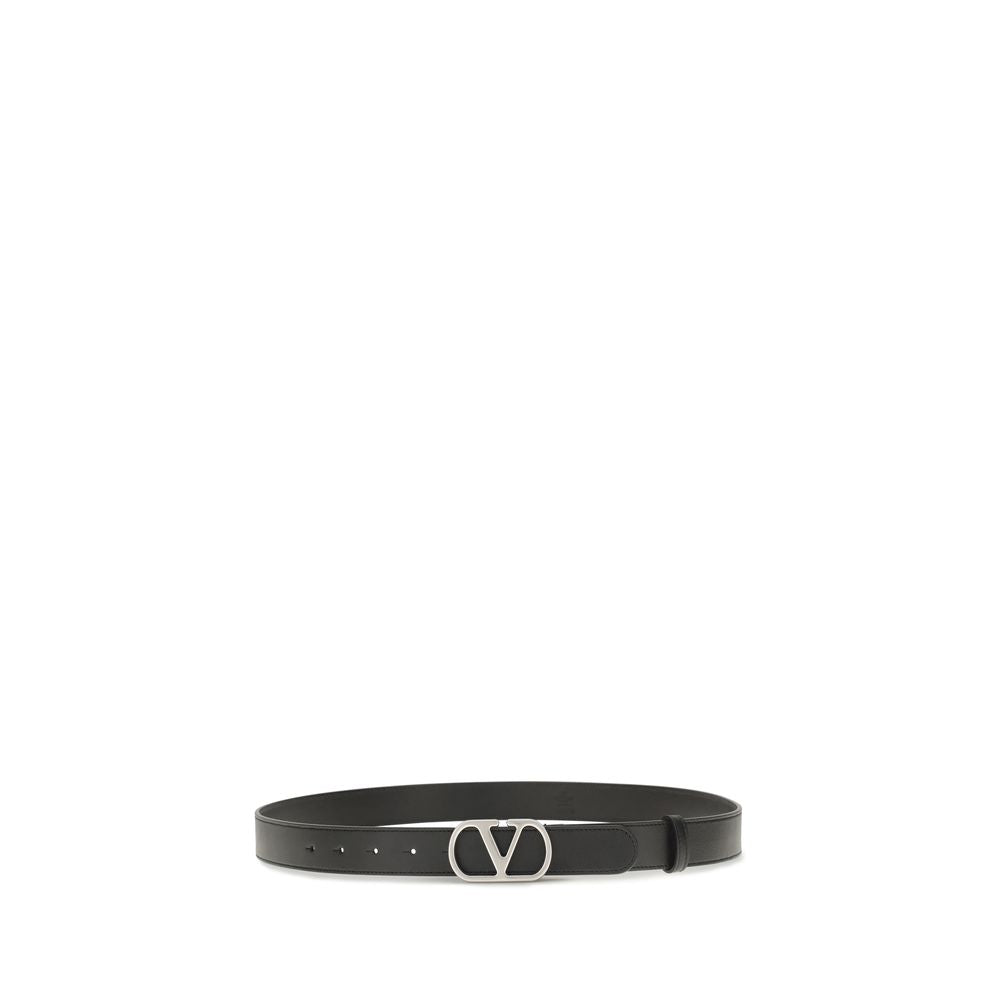 Valentino Garavani Black Calf Leather Regular Belt