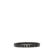 Valentino Garavani Black Calf Leather Regular Belt