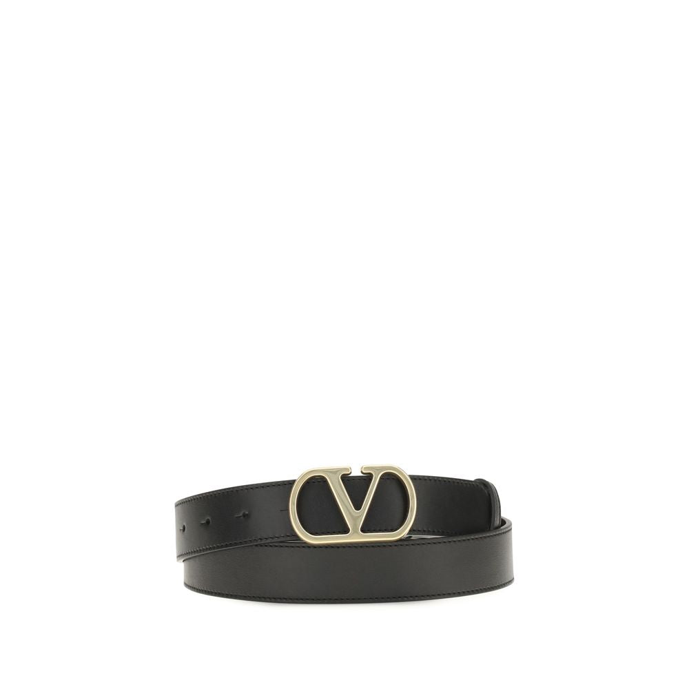 Valentino Garavani Black Calf Leather Regular Belt