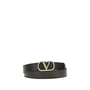 Valentino Garavani Black Calf Leather Regular Belt
