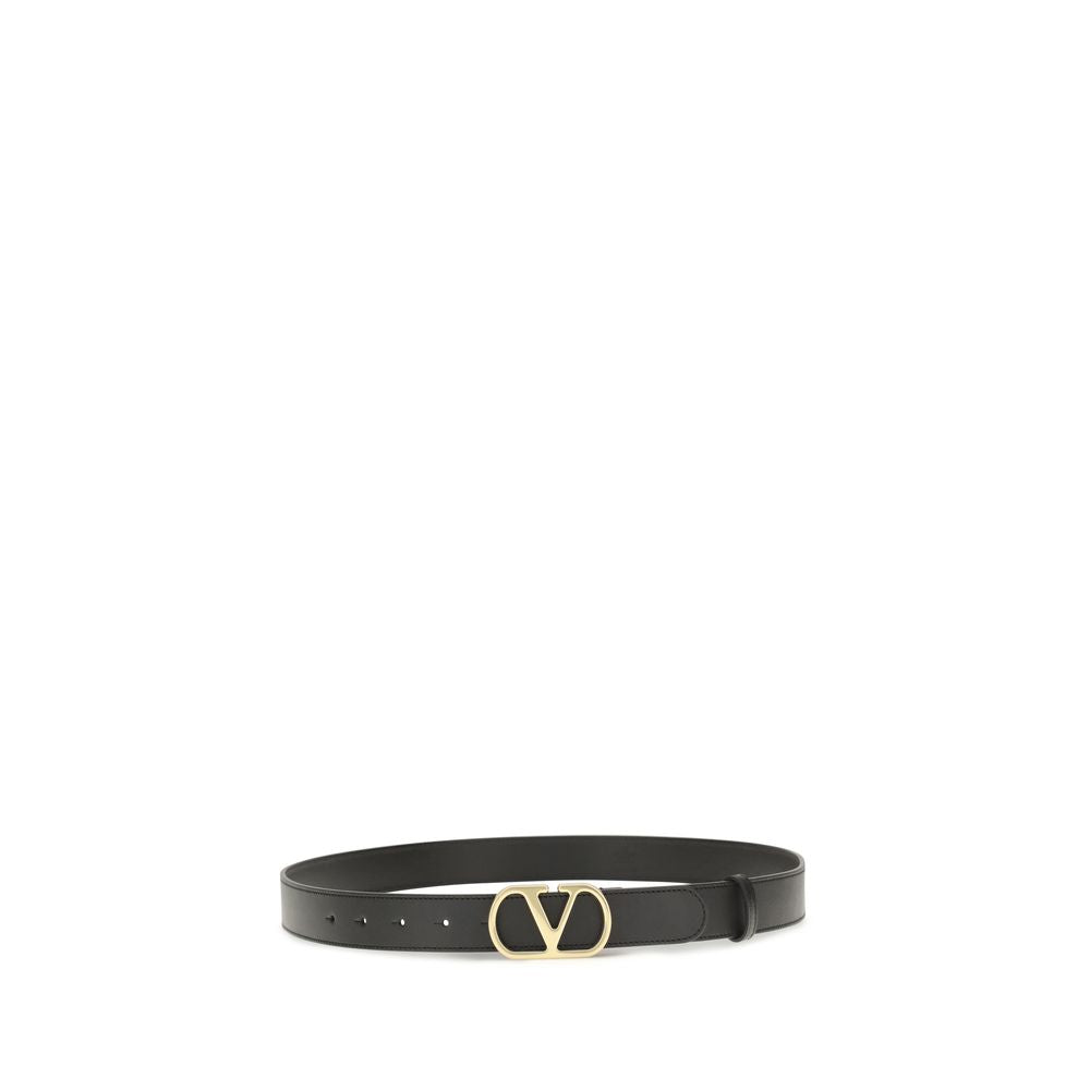 Valentino Garavani Black Calf Leather Regular Belt