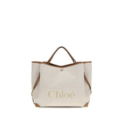 Chloé Beige Cotton Jacquard Canvas Shoulder Bag