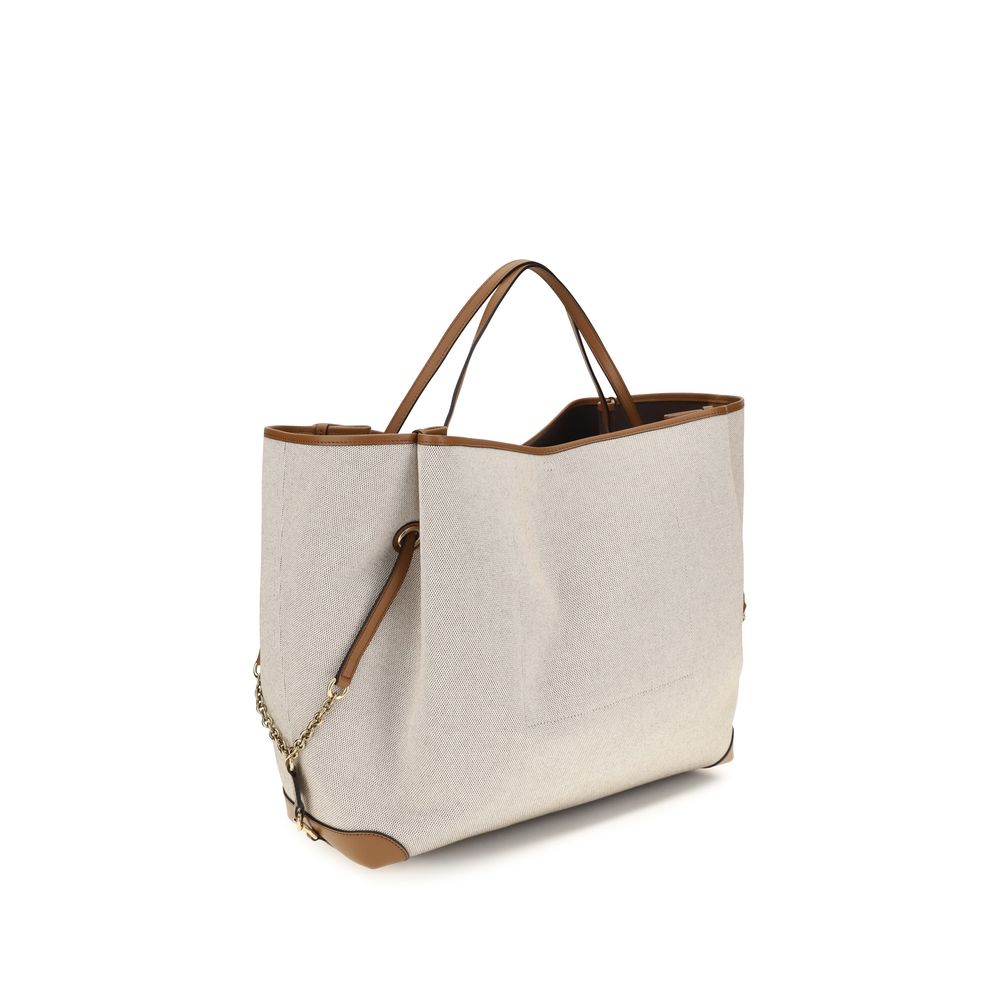 Chloé Beige Cotton Jacquard Canvas Shoulder Bag