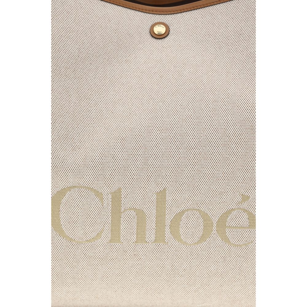 Chloé Beige Cotton Jacquard Canvas Shoulder Bag
