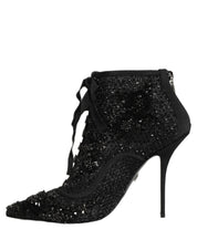 Dolce & Gabbana Black Mesh Ankle Boots