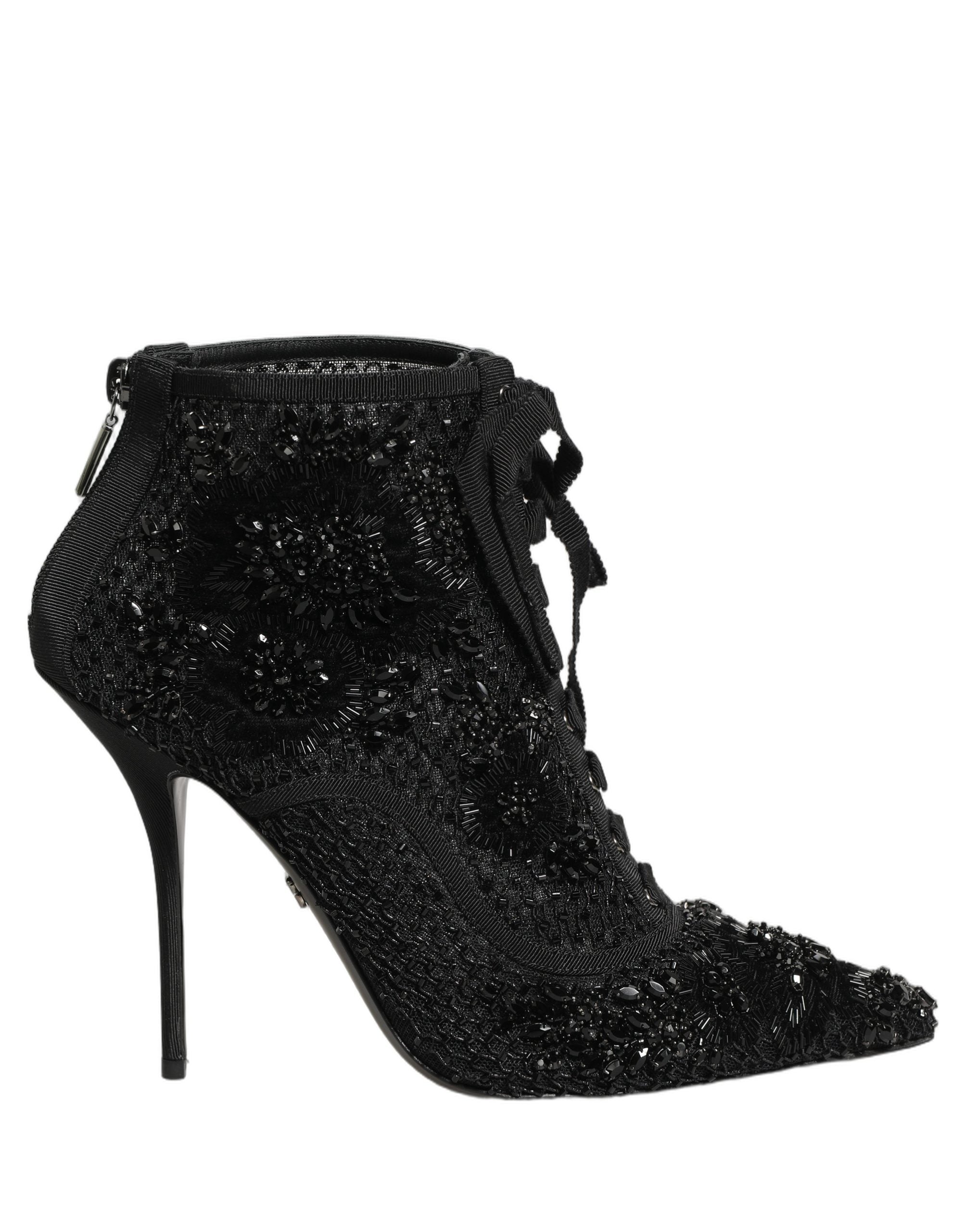 Dolce & Gabbana Black Mesh Ankle Boots