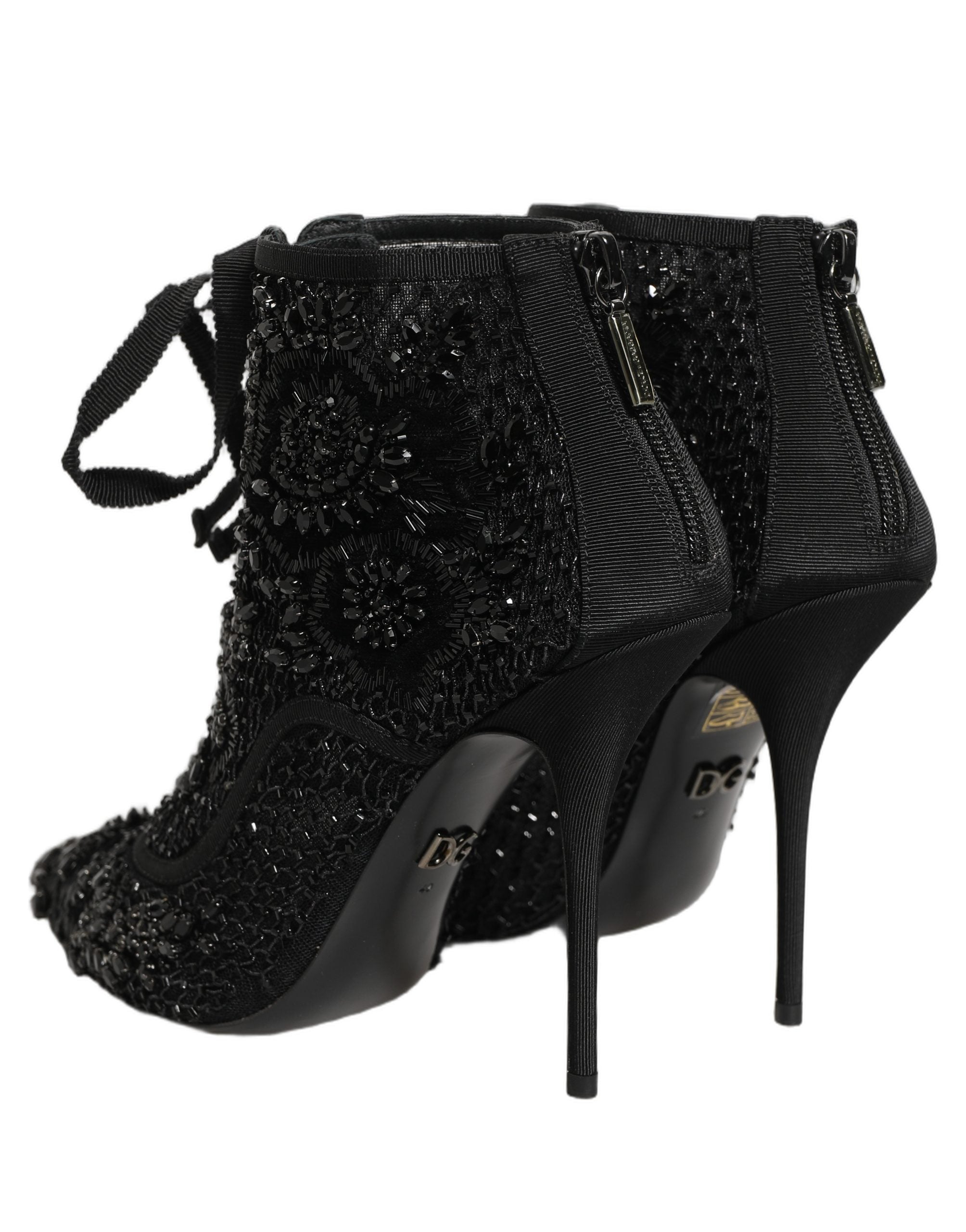 Dolce & Gabbana Black Mesh Ankle Boots