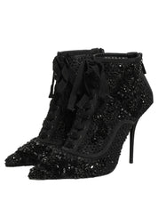 Dolce & Gabbana Black Mesh Ankle Boots