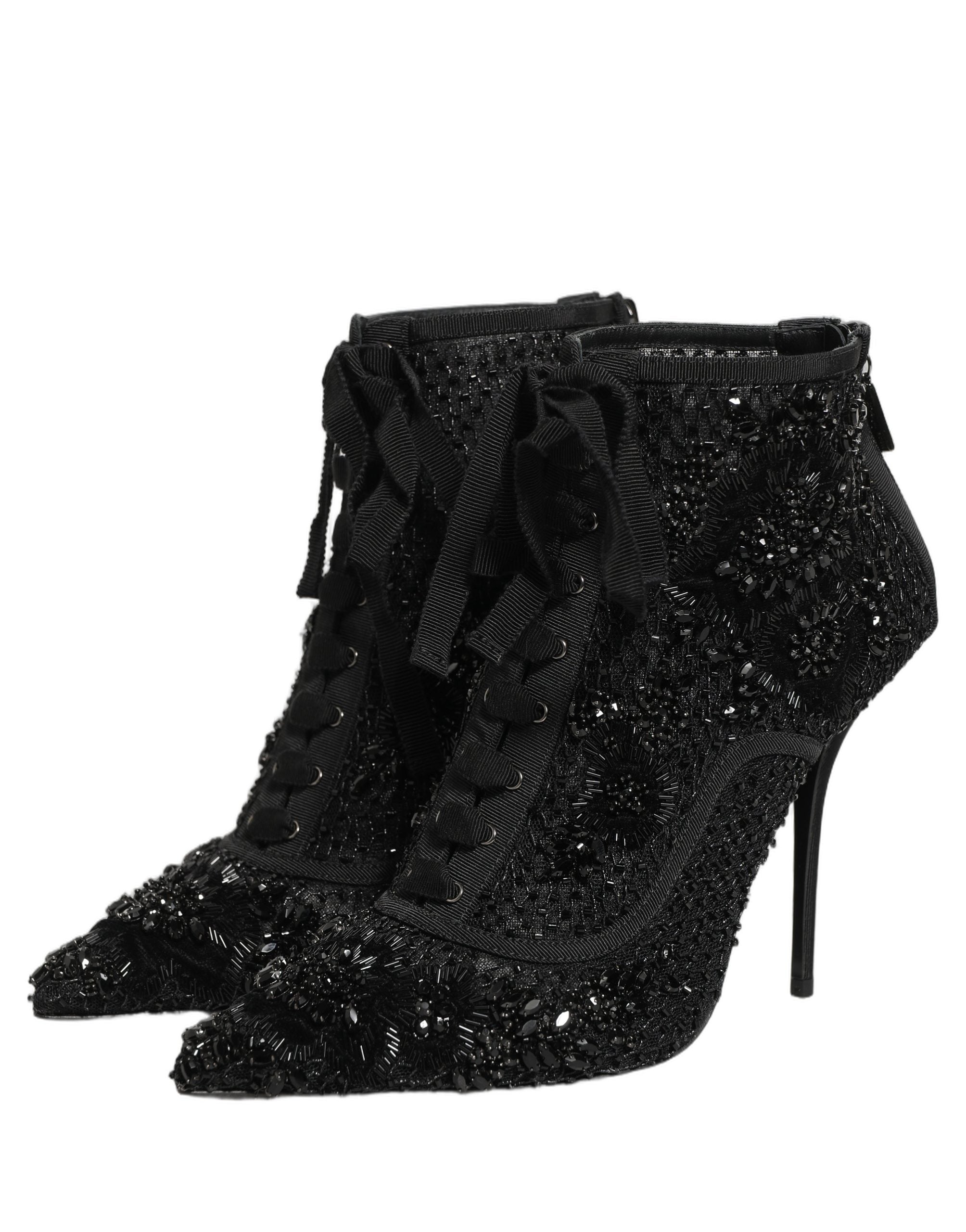 Dolce & Gabbana Black Mesh Ankle Boots