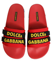Dolce & Gabbana Red Neoprene Slide Flats