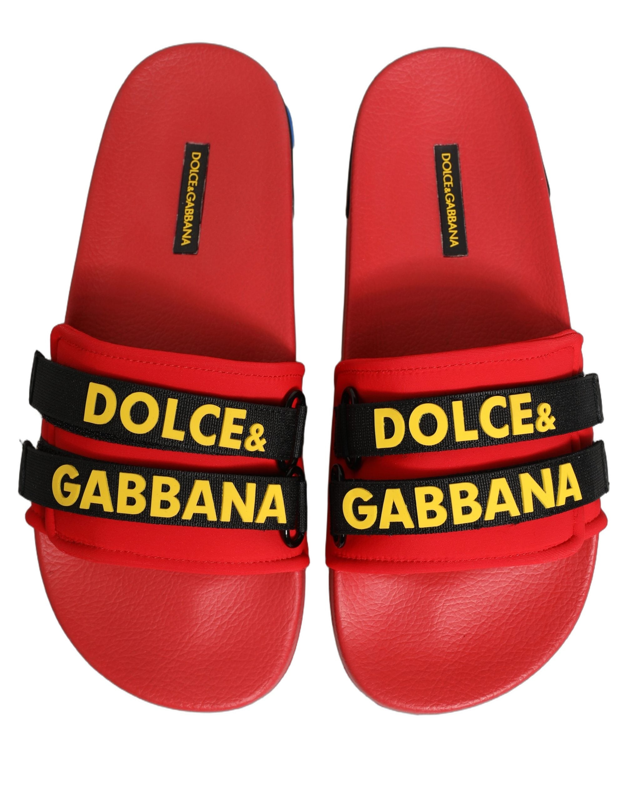 Dolce & Gabbana Red Neoprene Slide Flats