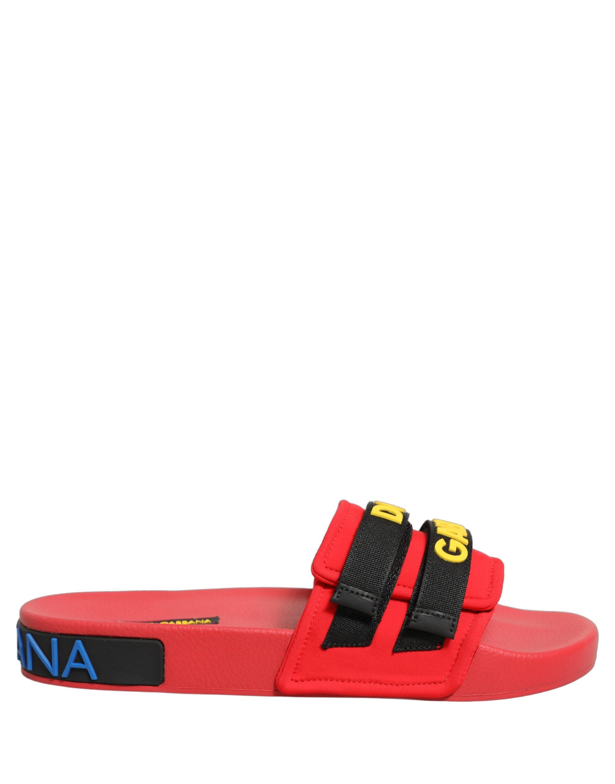 Dolce & Gabbana Red Neoprene Slide Flats