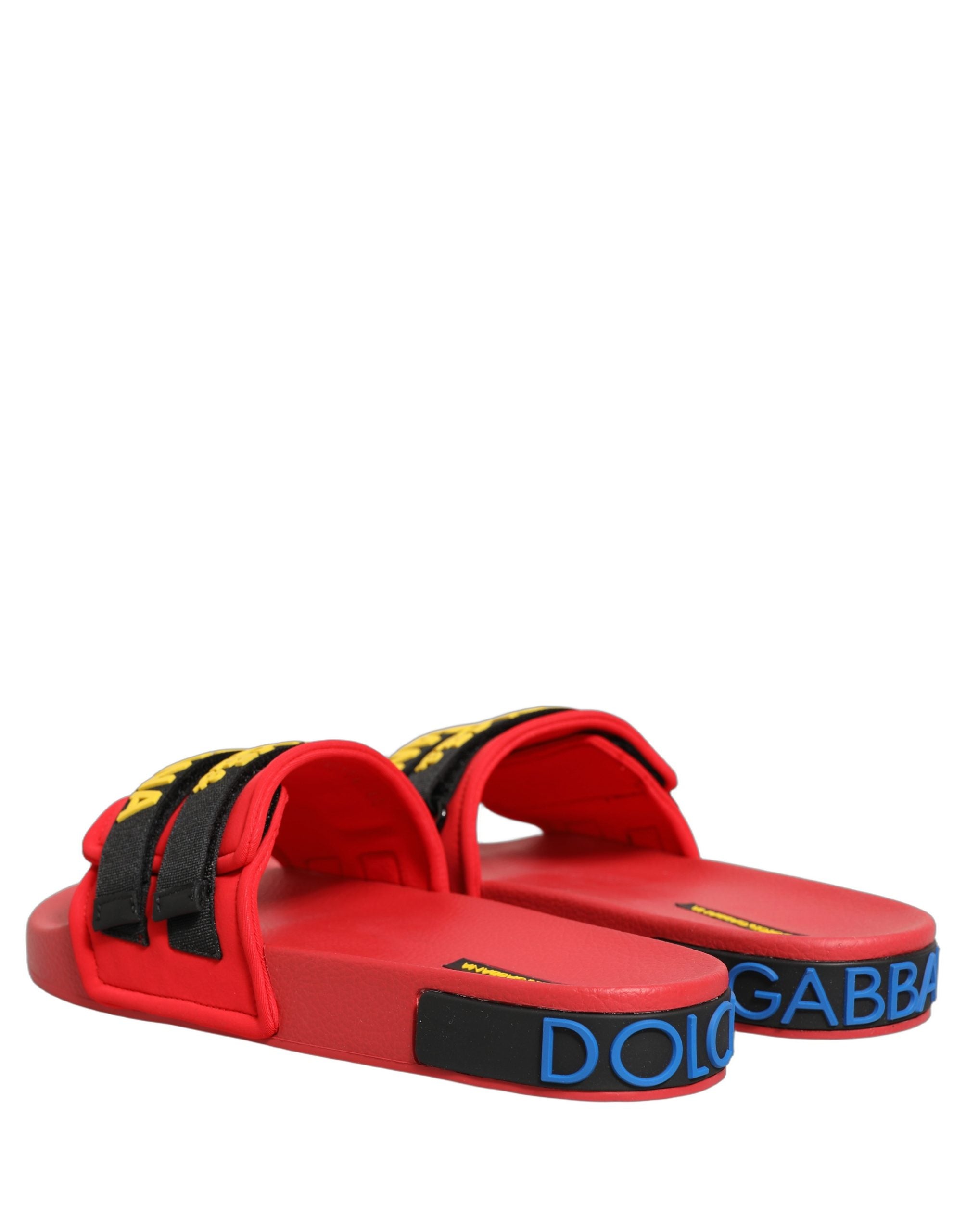 Dolce & Gabbana Red Neoprene Slide Flats