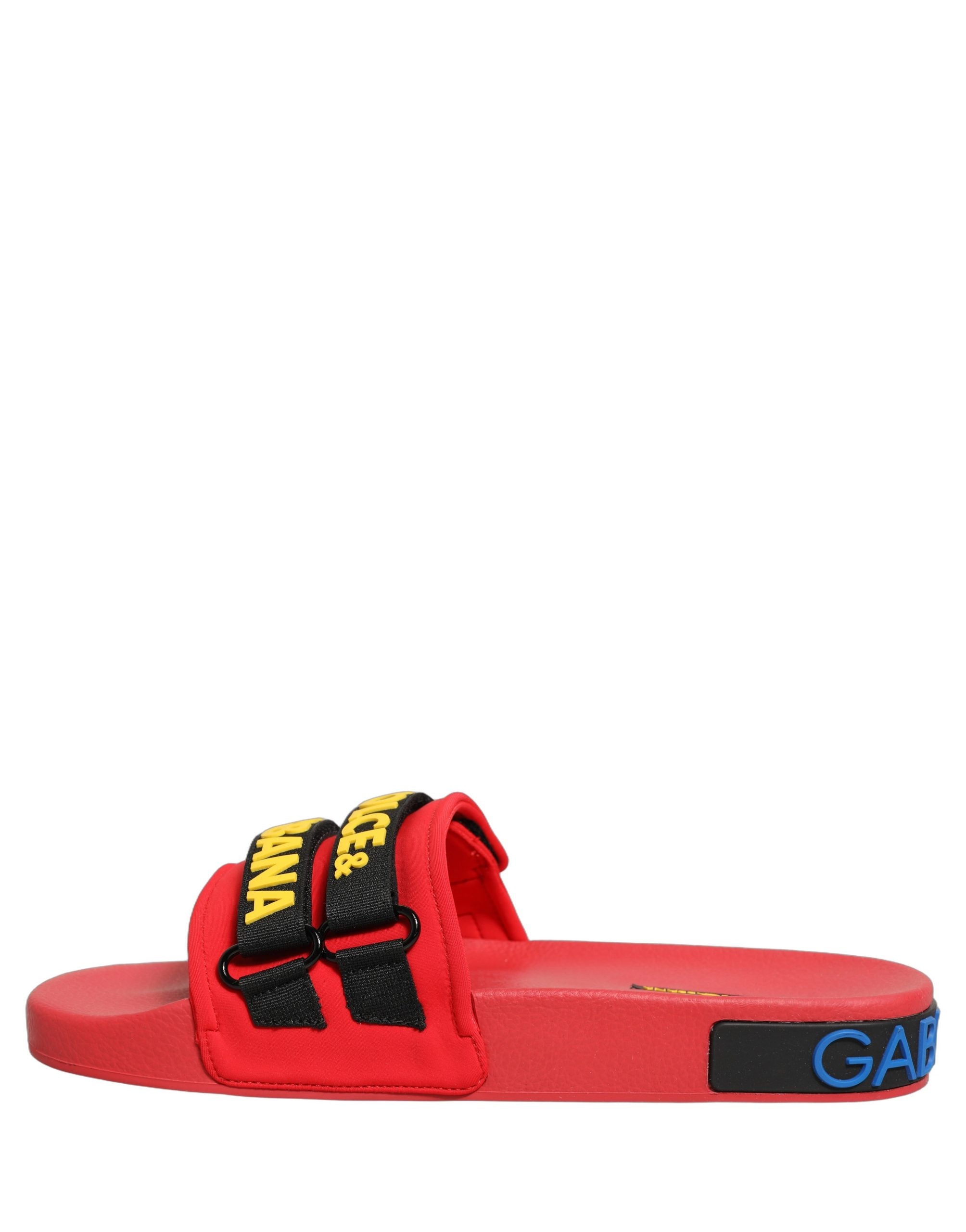 Dolce & Gabbana Red Neoprene Slide Flats