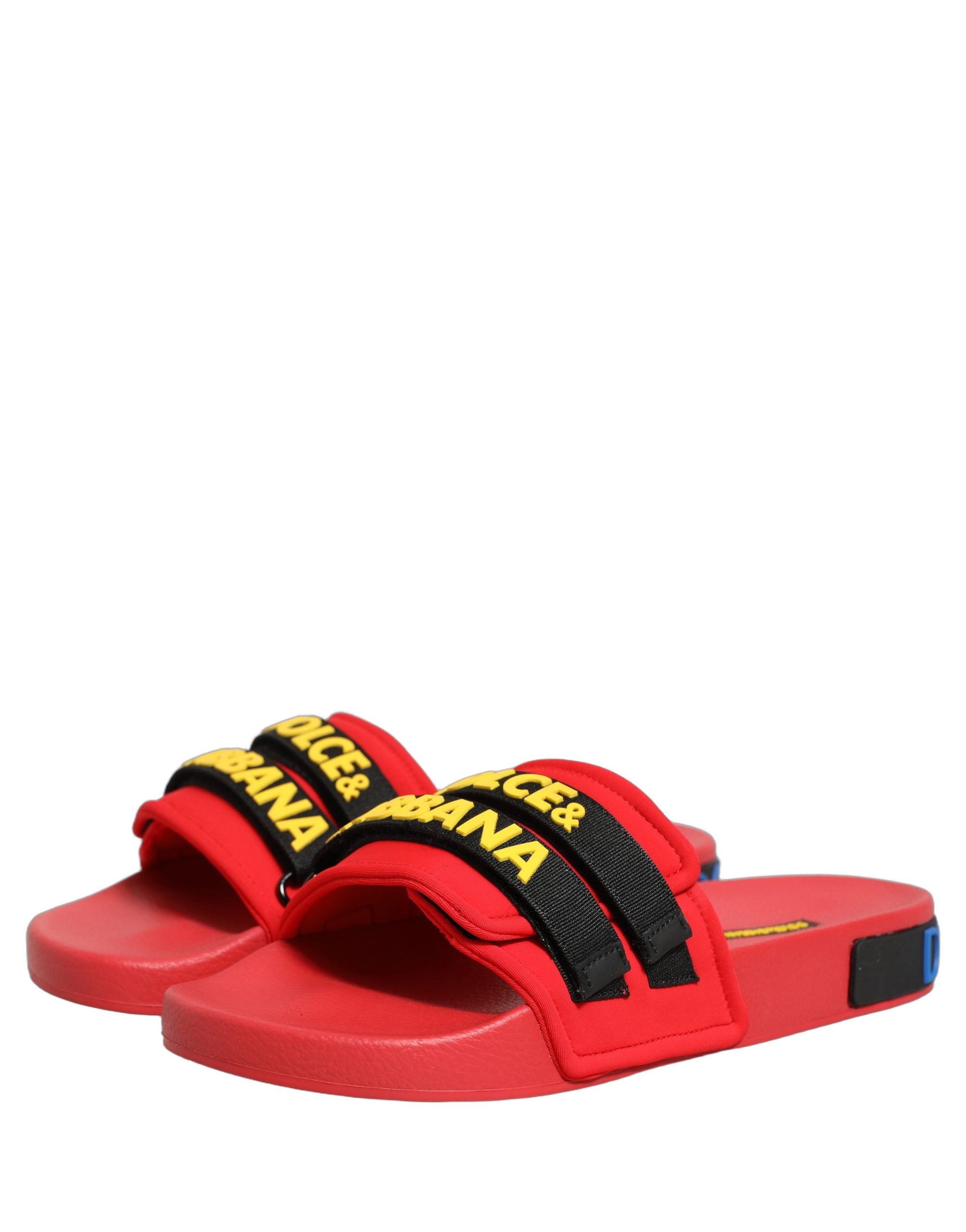 Dolce & Gabbana Red Neoprene Slide Flats