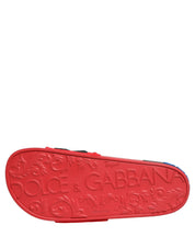 Dolce & Gabbana Red Neoprene Slide Flats