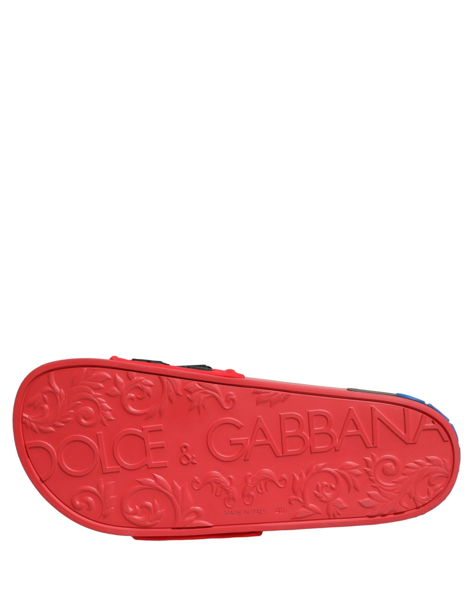 Dolce & Gabbana Red Neoprene Slide Flats