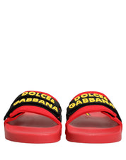 Dolce & Gabbana Red Neoprene Slide Flats