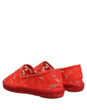Dolce & Gabbana Red Lace Espadrille Flats