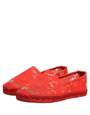 Dolce & Gabbana Red Lace Espadrille Flats